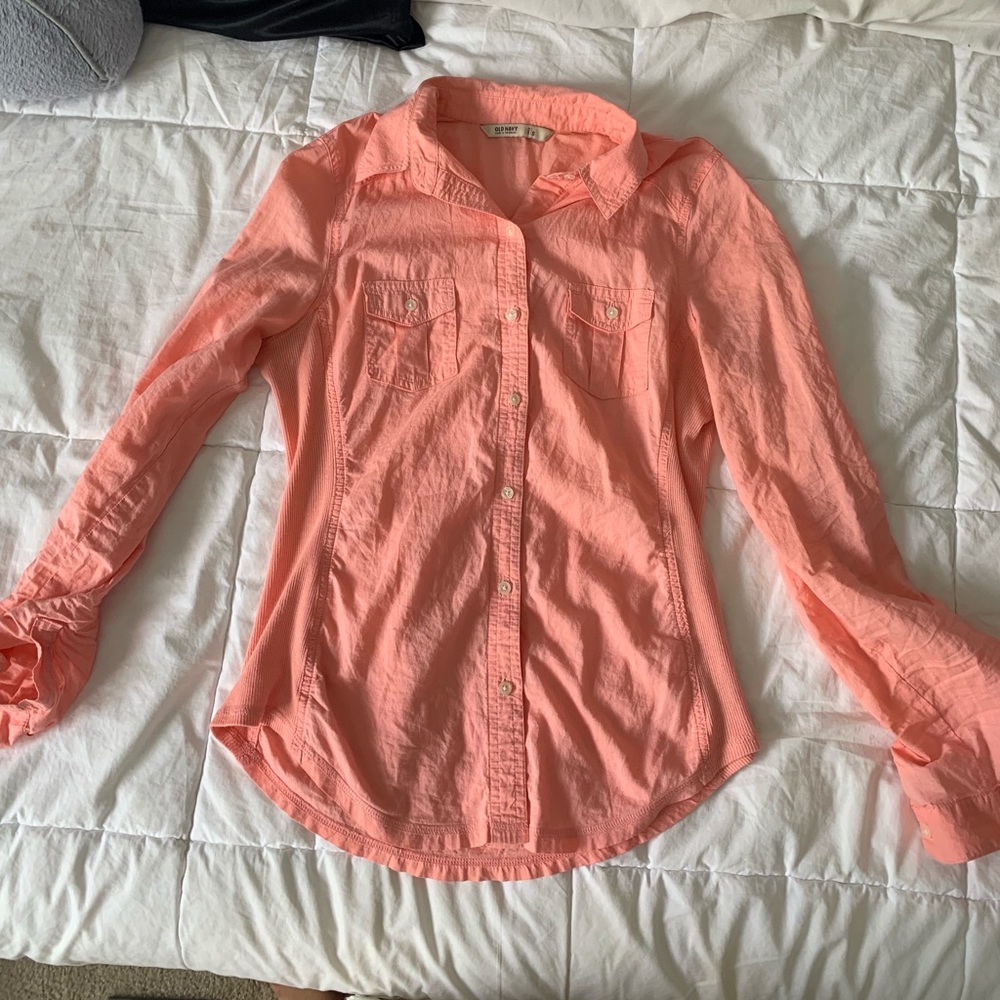 Salmon colored button down